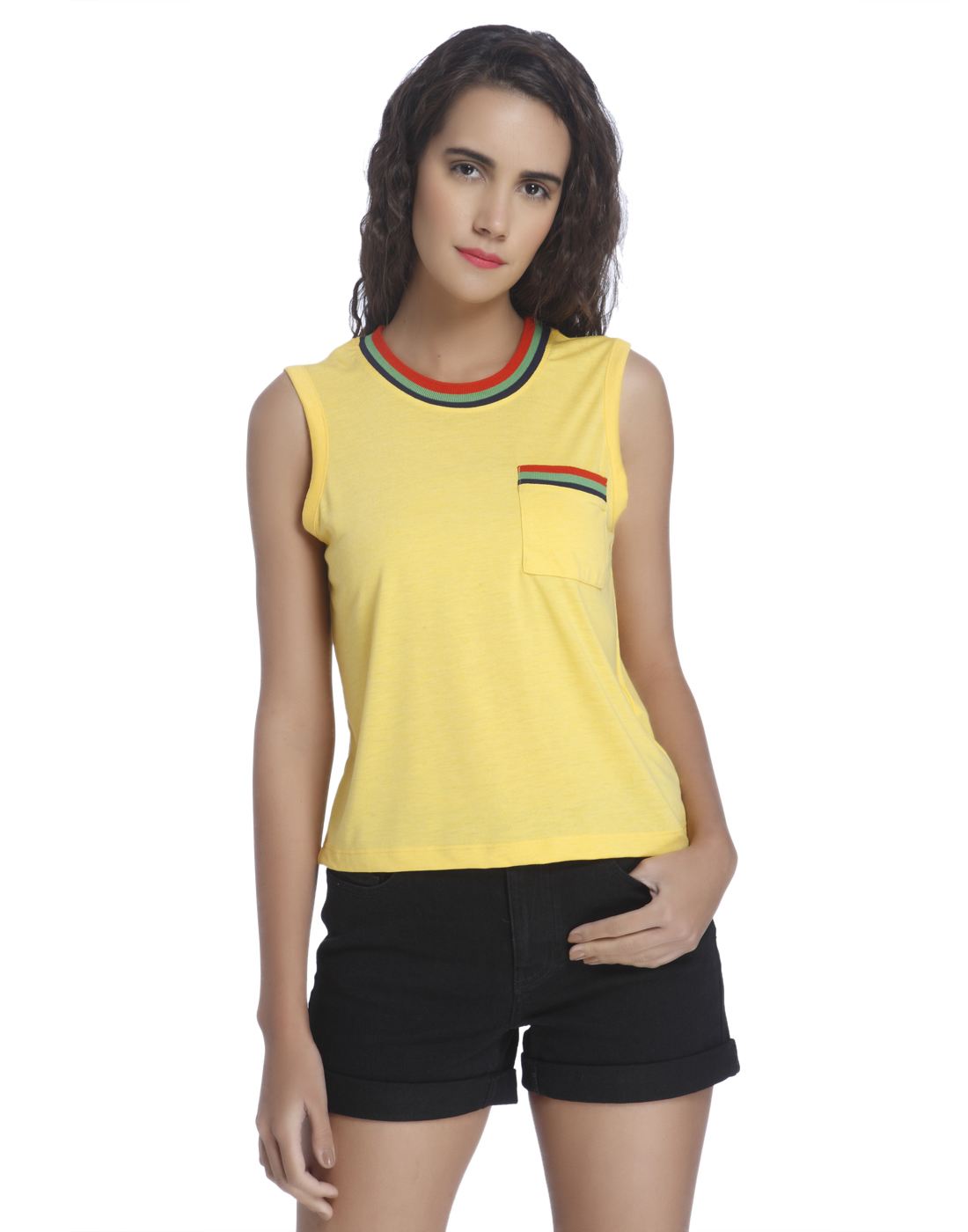 Vero Moda Women Solid Casual Wear Yellow Top